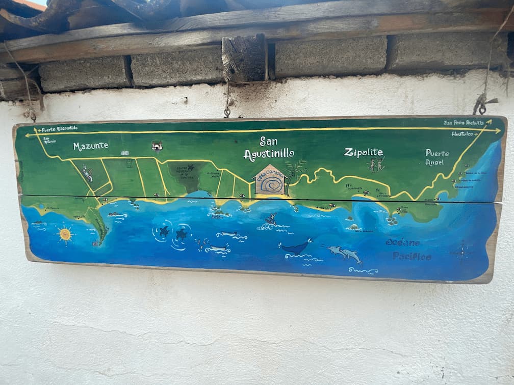 Petit plan de Mazunte, San Agustinillo et Zipolite